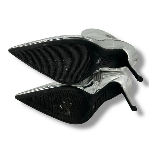 NEW Macy's INC Silver Mirror Booties Size 6 Metallic Scifi Zenon Tech Boots High - Picture 7 of 8